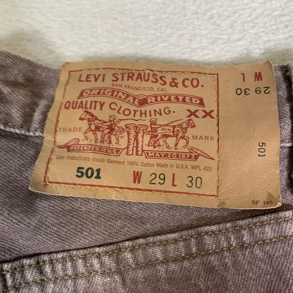 Vintage Levis 501 Jeans Mens 29x30 Brown Mauve Straight Made In‎ USA 90s NEW